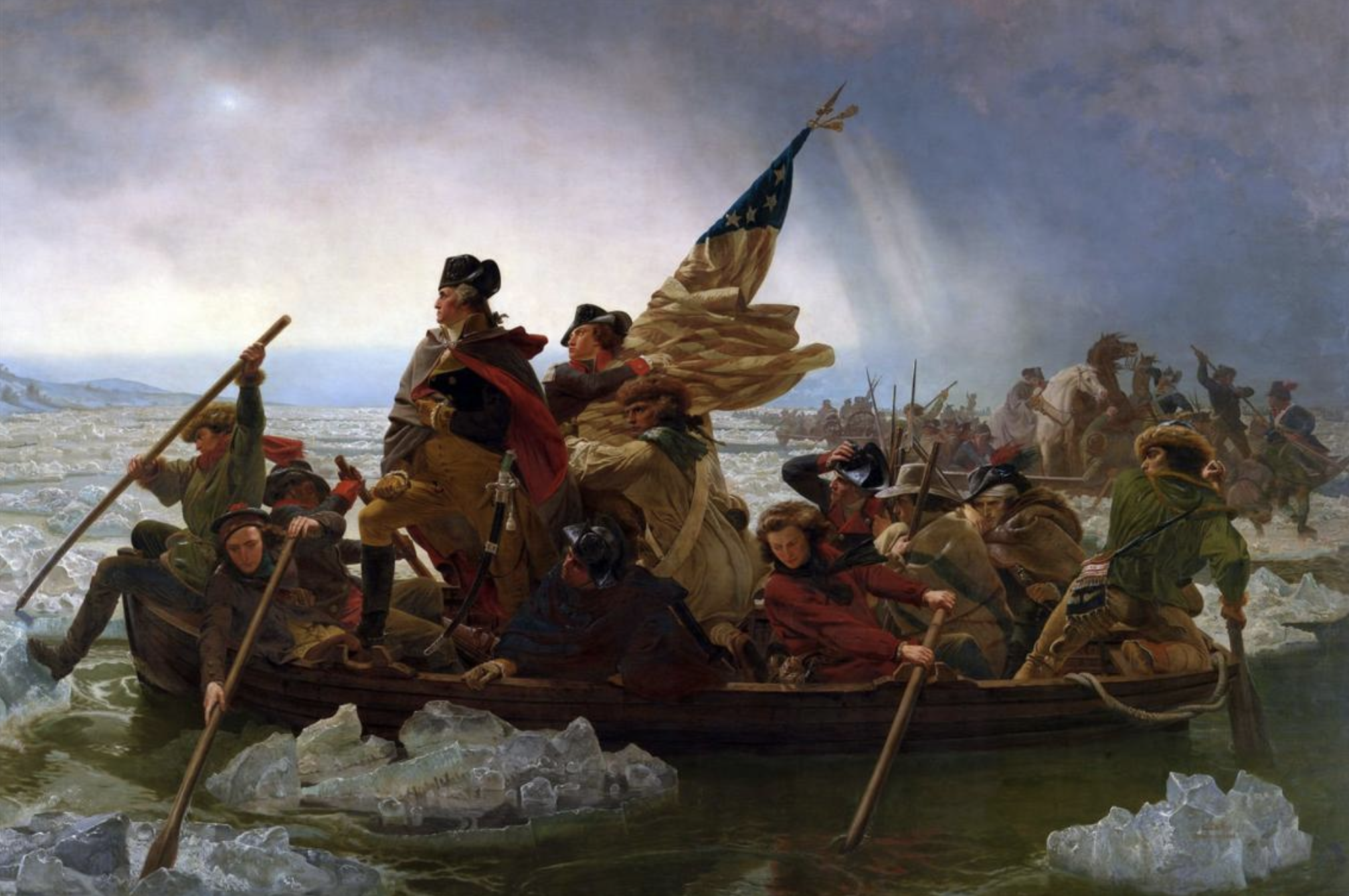 american revolutionaries in a row boat
