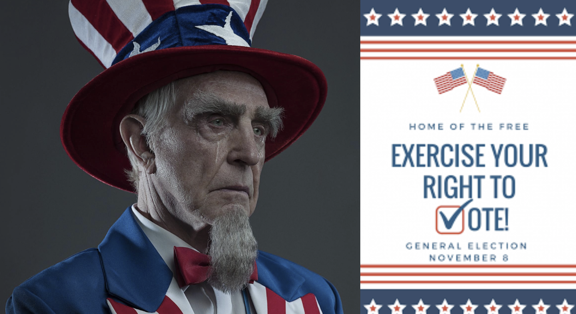 uncle sam crying, exercise your right to vote