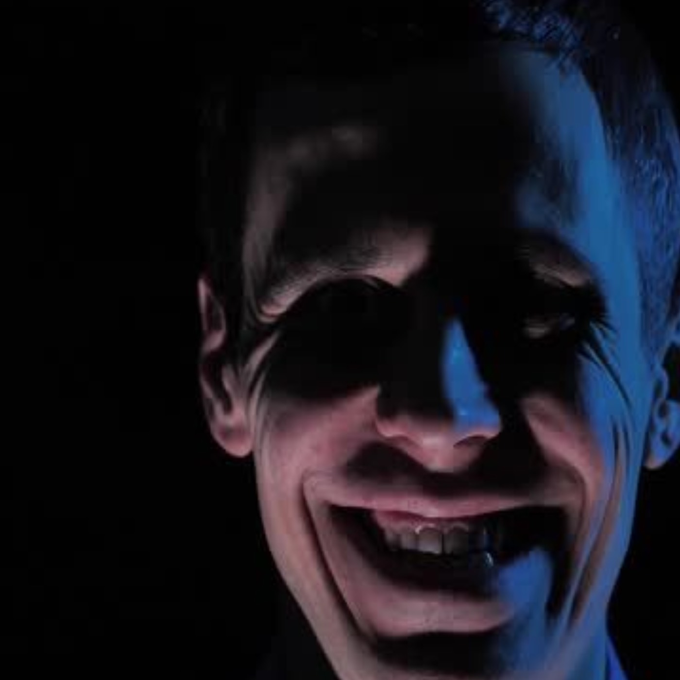 scary man smiling in the dark