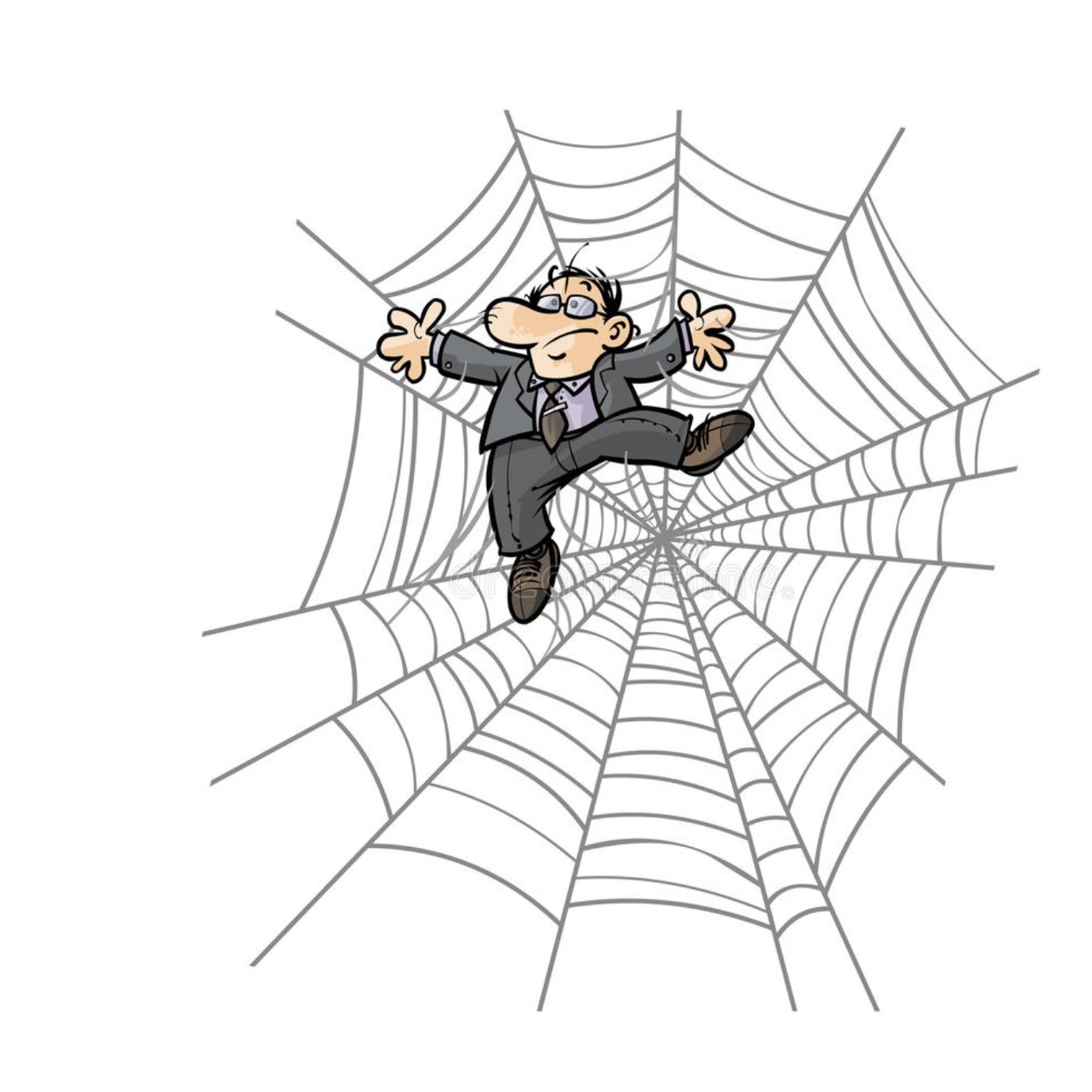 man caught in spider web