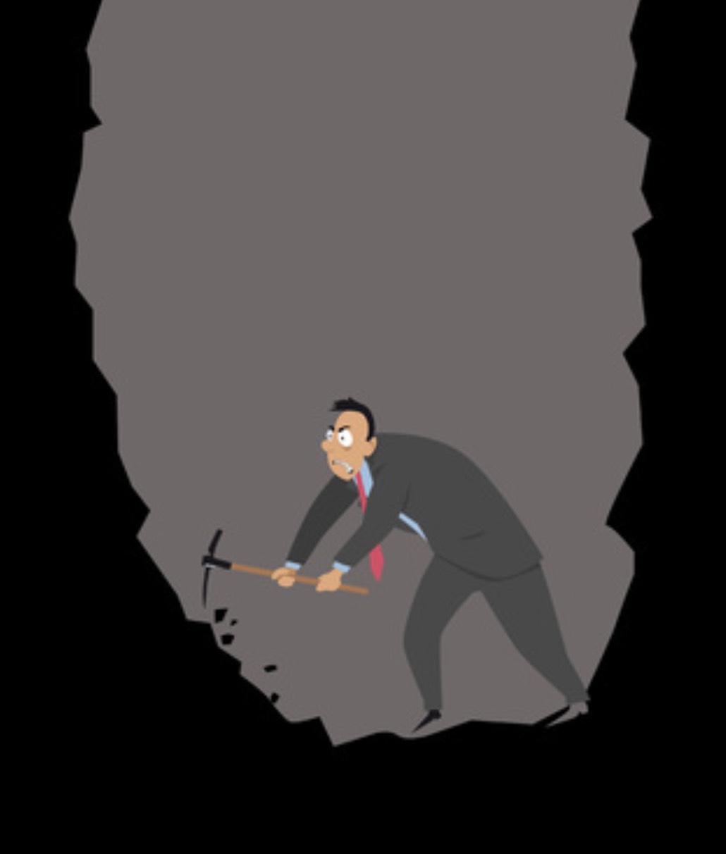 person digging a deep hole