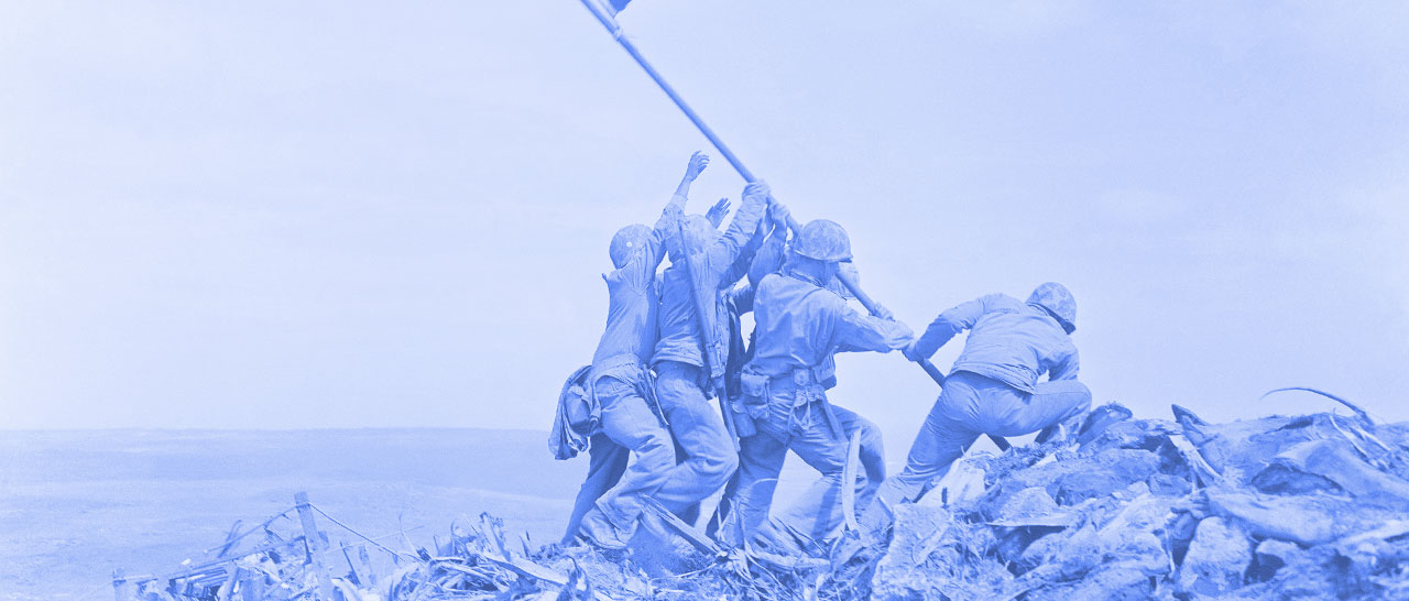 Photo of Americans Raising Flag Iwo Jima
